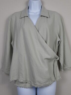 Selene Sport Green Linen Blend Top